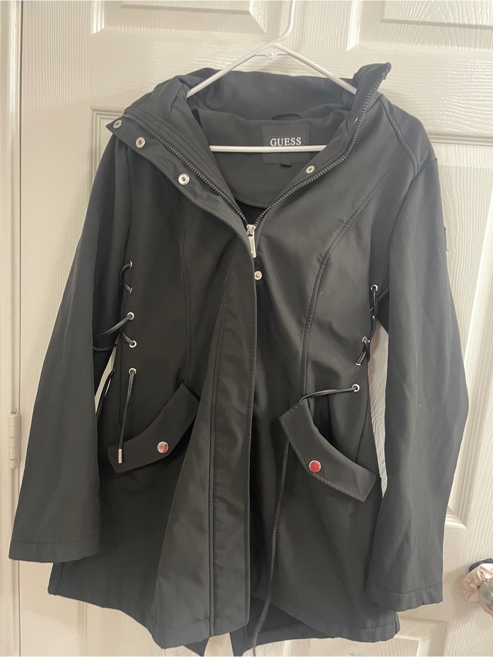GUESS Black Hooded Utility Jacket